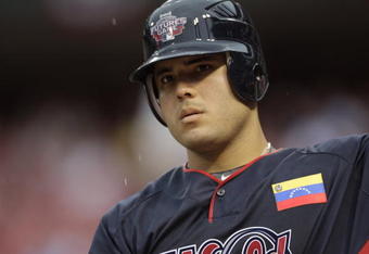 ST. LOUIS, MO - JULY 12:  World Futures All-Star Jesus Montero of the New York Yankees looks on during the 2009 XM All-Star Futures Game at Busch Stadium on July 12, 2009 in St. Louis, Missouri. (Photo by Jamie Squire/Getty Images)