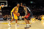 LOS ANGELES, CA - JANUARY 19:  Kobe Bryant #24 of the Los Angeles Lakers drives the ball against LeBron James #23 of the Cleveland Cavaliers during the game at Staples Center on January 19, 2009 in Los Angeles, California.  The Lakers defeated the Cavaliers 105-88.  (Photo by Harry How/Getty Images)