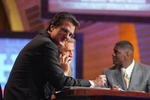 NEW YORK - APRIL 28:  Mel Kiper, Chris Mortensen and Keyshawn Johnson broadcast for ESPN during the 2007 NFL Draft on April 28, 2007 at Radio City Music Hall in New York, New York. (Photo by Chris McGrath/Getty Images)