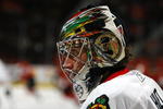 OTTAWA, ON - JANUARY 19: Goalie Cristobal Huet #39 of the Chicago Blackhawks,looks on against the Ottawa Senators in a game at Scotiabank Place on January 19, 2010 in Ottawa, Canada.  The Ottawa Senators defeated the Chicago Blackhawks 4-1.(Photo by Phillip MacCallum/Getty Images)