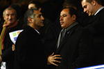 PORTSMOUTH, ENGLAND - DECEMBER 30:  Mark Jacob, Executive Director and Ahmed Al Faraj brother of Portsmouth owner look on during the Barclays Premier League match between Portsmouth and Arsenal at Fratton Park on December 30, 2009 in Portsmouth, England.  (Photo by Phil Cole/Getty Images)