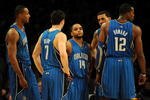LOS ANGELES, CA - JANUARY 18:  (L-R) Rashard Lewis #9, J.J. Redick #7, Jameer Nelson #14, Matt Barnes #22 and Dwight Howard #12 of the Orlando Magic stand on the court in the fourth quarter against the Los Angeles Lakers during the game on January 18, 2010 at Staples Center in Los Angeles, California. NOTE TO USER: User expressly acknowledges and agrees that, by downloading and/or using this Photograph, user is consenting to the terms and conditions of the Getty Images License Agreement.  (Photo by Harry How/Getty Images)