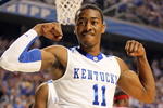 LEXINGTON, KY - JANUARY 23:  John Wall #11 of the Kentucky Wildcats celebrates during the SEC game against the Arkansas Razorbacks on January 23, 2010 at Rupp Arena in Lexington, Kentucky. Kentucky won 101-70.  (Photo by Andy Lyons/Getty Images)