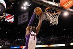PHOENIX - JANUARY 23:  Amar'e Stoudemire #1 of the Phoenix Suns slam dunks the ball against the Golden State Warriors during the NBA game at US Airways Center on January 23, 2010 in Phoenix, Arizona. The Suns defeated the Warriors 112-103. NOTE TO USER: User expressly acknowledges and agrees that, by downloading and or using this photograph, User is consenting to the terms and conditions of the Getty Images License Agreement.  (Photo by Christian Petersen/Getty Images)