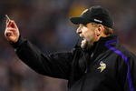 CHARLOTTE, NC - DECEMBER 20:  Head coach Brad Childress of the Minnesota Vikings yells to the officials about a call during the game against the Carolina Panthers at Bank of America Stadium on December 20, 2009 in Charlotte, North Carolina.  (Photo by Kevin C. Cox/Getty Images)