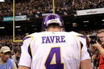 NEW ORLEANS - JANUARY 24:  Brett Favre #4 of the Minnesota Vikings walks off the field after the Vikings lost to the New Orleans Saints 31-28 in overtime during the NFC Championship Game at the Louisiana Superdome on January 24, 2010 in New Orleans, Louisiana.  (Photo by Ronald Martinez/Getty Images)