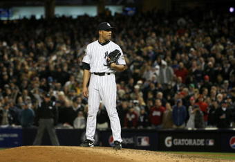 NEW YORK - NOVEMBER 04:  Mariano Rivera #42 of the New York Yankees gets set to throw a pitch against the Philadelphia Phillies in Game Six of the 2009 MLB World Series at Yankee Stadium on November 4, 2009 in the Bronx borough of New York City. The Yankees won 7-3 to win the series 4 games to 2.  (Photo by Nick Laham/Getty Images)