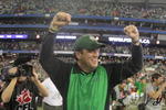 TORONTO, ON - NOVEMBER 25: Head Coach  Kent Austin of the Saskatchewan Rough Riders raises his arms to celebrate a victory over the Winnipeg Blue Bombers during the 95th Grey Cup on November 25, 2007 at the Rogers Centre in Toronto, Ontario, Canada.  (Photo by Harry How/Getty Images)