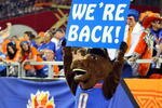 GLENDALE, AZ - JANUARY 04:  The Boise State Broncos mascot performs against the TCU Horned Frogs during the Tostitos Fiesta Bowl at the Universtity of Phoenix Stadium on January 4, 2010 in Glendale, Arizona.  (Photo by Christian Petersen/Getty Images)