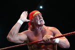 PERTH, AUSTRALIA - NOVEMBER 24:  Hulk Hogan gestures to the audience during his Hulkamania Tour at the Burswood Dome on November 24, 2009 in Perth, Australia.  (Photo by Paul Kane/Getty Images)