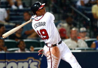 ATLANTA - JUNE 25:  Yunel Escobar #19 of the Atlanta Braves against the New York Yankees at Turner Field on June 25, 2009 in Atlanta, Georgia.  (Photo by Kevin C. Cox/Getty Images)