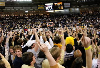 ATLANTA - JANUARY 09:  Fans storm the court in celebration after the Georgia Tech Yellow Jackets 71-67 win over the Duke Blue Devils at Alexander Memorial Coliseum on January 9, 2010 in Atlanta, Georgia.  (Photo by Kevin C. Cox/Getty Images)