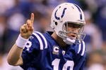 INDIANAPOLIS - JANUARY 24:  Quarterback Peyton Manning #18 of the Indianapolis Colts reacts during the first half against the New York Jets during the AFC Championship Game at Lucas Oil Stadium on January 24, 2010 in Indianapolis, Indiana. The Colts defeated the Jets 30-17.  (Photo by Andy Lyons/Getty Images)