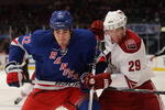 NEW YORK - OCTOBER 26: Brian Boyle #22 of the New York Rangers skates against Lauri Korpikoski #29 of the Phoenix Coyotes at Madison Square Garden on October 26, 2009 in New York, New York. (Photo by Bruce Bennett/Getty Images)