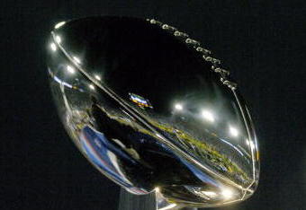 Vince Lombardi Trophy on the podium  after Super Bowl XXXIX between the Philadelphia Eagles and the New England Patriots at Alltel Stadium in Jacksonville, Florida on February 6, 2005.  (Photo by Al Messerschmidt/Getty Images)