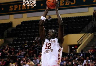 ORLANDO, FL - NOVEMBER 27:  Solomon Alabi #32 of the Florida State Seminoles attempts a shot against the Alabama Crimson Tide during the Old Spice Classic at Disney's Milk House on November 27, 2009 in Orlando, Florida.  (Photo by Sam Greenwood/Getty Ime Alabamages)