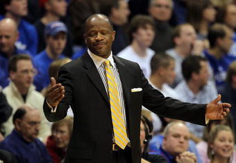 LAWRENCE, KS - JANUARY 25: Head coach Mike Anderson of the Missouri Tigers reacts during the game against the Kansas Jayhawks on January 25, 2010 at Allen Fieldhouse in Lawrence, Kansas.  (Photo by Jamie Squire/Getty Images)