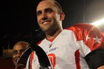 MIAMI GARDENS, FL - JANUARY 31:  Matt Schaub of the Houston Texans holds up the MVP trophy after the 2010 AFC-NFC Pro Bowl at Sun Life Stadium on January 31, 2010 in Miami Gardens, Florida.  (Photo by Scott Halleran/Getty Images)