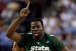DETROIT - APRIL 06:  Draymond Green #23 of the Michigan State Spartans reacts in the first half against the North Carolina Tar Heels during the 2009 NCAA Division I Men's Basketball National Championship game at Ford Field on April 6, 2009 in Detroit, Michigan.  (Photo by Andy Lyons/Getty Images)