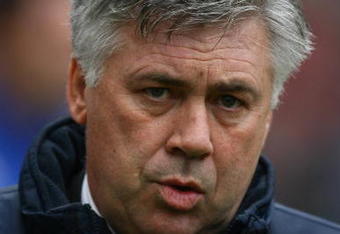PRESTON, UNITED KINGDOM - JANUARY 23:   Chelsea Manager Carlo Ancelotti looks on prior to the FA Cup sponsored by E.ON Fourth round match between Preston North End and Chelsea at Deepdale on January 23, 2010 in Preston, United Kingdom. (Photo by Alex Livesey/Getty Images)