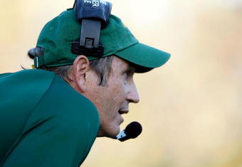 COLUMBIA, MO - NOVEMBER 07:  Head coach Art Briles of the Baylor Bears watches from the sidelines during the game against the Missouri Tigers at Faurot Field at Memorial Stadium on November 7, 2009 in Columbia, Missouri.  (Photo by Jamie Squire/Getty Images)