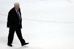 SAN JOSE, CA - FEBRUARY 08:  Head coach Ken Hitchcock of the Columbus Blue Jackets walks off the ice after being defeated by the San Jose Sharks in the NHL game at HP Pavilion on February 8, 2008 in San Jose, California. The Sharks defeated the Blue Jackets 2-1 in overtime.  (Photo by Christian Petersen/Getty Images)