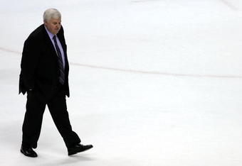 SAN JOSE, CA - FEBRUARY 08:  Head coach Ken Hitchcock of the Columbus Blue Jackets walks off the ice after being defeated by the San Jose Sharks in the NHL game at HP Pavilion on February 8, 2008 in San Jose, California. The Sharks defeated the Blue Jackets 2-1 in overtime.  (Photo by Christian Petersen/Getty Images)