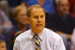 LAWRENCE, KS - DECEMBER 19: Head coach John Beilein of the Mighigan Wolverines watches the action during the game against the Kansas Jayhawks on December 19, 2009 at Allen Fieldhouse in Lawrence, Kansas. (Photo by Jamie Squire/Getty Images)