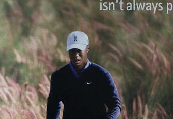 SAN FRANCISCO - DECEMBER 17:  An image of professional golfer Tiger Woods is seen on an Accenture advertisement December 17, 2009 at San Francisco International Airport in San Francisco, California. Accenture was the first sponsor to end its sponsorship relationship with Tiger Woods following his car crash last month that led to news of several affairs. Accenture has begun to take down all ads featuring woods who appears in over 80% of their corporate ads.  (Photo by Justin Sullivan/Getty Images)