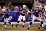 INDIANAPOLIS - JANUARY 24:  Quarterback Peyton Manning #18 of the Indianapolis Colts looks to pass while playing against the New York Jets during the first half of the AFC Championship Game at Lucas Oil Stadium on January 24, 2010 in Indianapolis, Indiana. The Colts defeated the Jets 30-17.  (Photo by Jonathan Daniel/Getty Images)