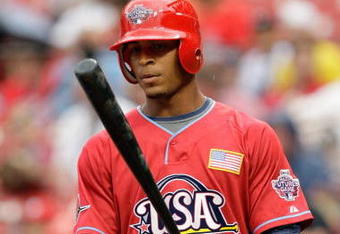 ST. LOUIS, MO - JULY 12: U.S. Futures All-Star Desmond Jennings of the Tampa Bay Rays stands at the plate during the 2009 XM All-Star Futures Game at Busch Stadium on July 12, 2009 in St. Louis, Missouri. (Photo by Jamie Squire/Getty Images)