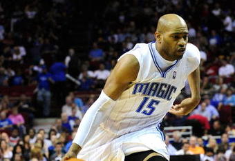 ORLANDO, FL - JANUARY 22:  Vince Carter #15 of the Orlando Magic drives during the game against the Sacramento Kings at Amway Arena on January 22, 2010 in Orlando, Florida. NOTE TO USER: User expressly acknowledges and agrees that, by downloading and/or using this Photograph, user is consenting to the terms and conditions of the Getty Images License Agreement.  (Photo by Sam Greenwood/Getty Images)