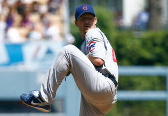 LOS ANGELES, CA - AUGUST 23:  Ryan Dempster #46 of the Chicago Cubs pitches against the Los Angeles Dodgers at Dodger Stadium on August 23, 2009 in Los Angeles, California.  (Photo by Jeff Gross/Getty Images)