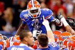 NEW ORLEANS - JANUARY 01:  Brandon Frazier #3 of the Florida Gators gets lifted in the air by his teammates on the field before the Allstate Sugar Bowl against the Cincinnati Bearcats at the Louisana Superdome on January 1, 2010 in New Orleans, Louisiana.  (Photo by Kevin C. Cox/Getty Images)