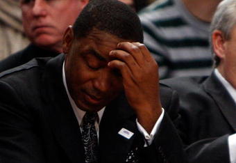 NEW YORK - MARCH 08:  Head coach Isiah Thomas of the New York Knicks watches from the sideline against the Portland Trail Blazers at Madison Square Garden March 8, 2008 in New York City. NOTE TO USER: User expressly acknowledges and agrees that, by downloading and/or using this Photograph, User is consenting to the terms and conditions of the Getty Images License Agreement.  (Photo by Nick Laham/Getty Images)