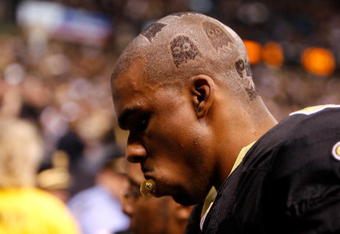 NEW ORLEANS - JANUARY 24:  A detail of the haircut of Tracy Porter #22 of the New Orleans Saints as he walks to the locker room against the Minnesota Vikings during the NFC Championship Game at the Louisiana Superdome on January 24, 2010 in New Orleans, Louisiana. The Saints won 31-28 in overtime.  (Photo by Chris Graythen/Getty Images)