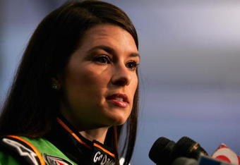DAYTONA BEACH, FL - FEBRUARY 04:  Danica Patrick, driver of the #7 GoDaddy.com Chevrolet, is interviewed during NASCAR media day at Daytona International Speedway on February 4, 2010 in Daytona Beach, Florida.  (Photo by Todd Warshaw/Getty Images for NASCAR)