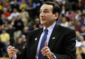 ATLANTA - JANUARY 09:  Head coach Krzyzewski of the Duke Blue Devils against the Georgia Tech Yellow Jackets at Alexander Memorial Coliseum on January 9, 2010 in Atlanta, Georgia.  (Photo by Kevin C. Cox/Getty Images)