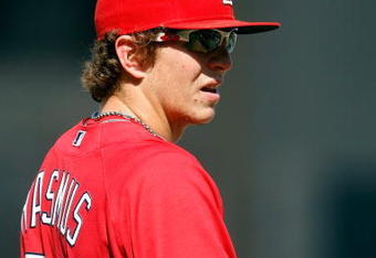 LOS ANGELES, CA - OCTOBER 08:  Colby Rasmus #28 of the St. Louis Cardinals looks on during batting practice before taking on the Los Angeles Dodgers in Game Two of the NLDS during the 2009 MLB Playoffs at Dodger Stadium on October 8, 2009 in Los Angeles, California.  (Photo by Jeff Gross/Getty Images)