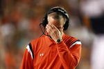 BATON ROUGE, LA - OCTOBER 20:  Head coach Tommy Tubberville of the Auburn Tigers hangs his head while taking on the LSU Tigers at Tiger Stadium on October 20, 2007 in Baton Rouge, Louisiana. LSU defeated Auburn 30-24.  (Photo by Doug Benc/Getty Images)