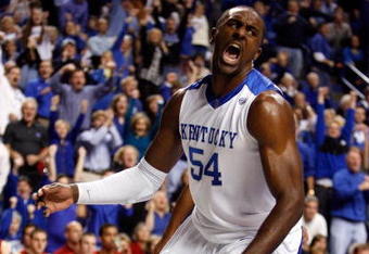 LEXINGTON, KY - JANUARY 02:  Patrick Patterson #54 of the Kentucky Wildcats celebrates during the game against the Louisville Cardinals at Rupp Arena on January 2, 2010 in Lexington, Kentucky.  Kentucky won 71-62.  (Photo by Andy Lyons/Getty Images)