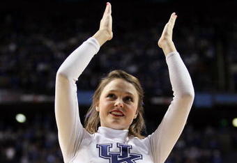 LEXINGTON, KY - FEBRUARY 02:  A Kentucky Wildcats cheerleader performs during the SEC game against the Ole Miss Rebels on February 2, 2010 at Rupp Arena in Lexington, Kentucky. Kentucky won 85-75.  (Photo by Andy Lyons/Getty Images)