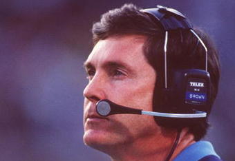 23 OCT 1993:  NORTH CAROLINA HEAD COACH ON THE SIDELINE DURING THE TAR HEELS 17-10 LOSS TO THE VIRGINIA CAVALIERS AT SCOTT STADIUM IN CHARLOTTESVILLE, VIRGINIA. Mandatory Credit: Doug Pensinger/ALLSPORT