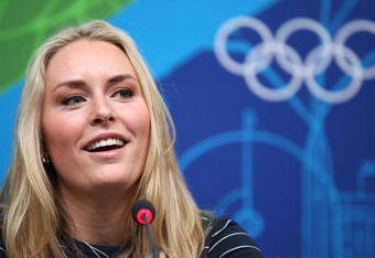 VANCOUVER, BC - FEBRUARY 10:  Lindsey Vonn speaks during United States Olympic Committee Alpine Skiing (women) Press Conference ahead of the Vancouver 2010 Winter Olympics on February 10, 2010 in Vancouver, Canada.  (Photo by Jamie Squire/Getty Images)
