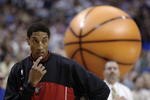 DALLAS - MAY 4:  Scottie Pippen #33 of the Portland Trail Blazers stands on the court before Game seven of the Western Conference Quarterfinals against the Dallas Mavericks during the 2003 NBA Playoffs at American Airlines Center on May 4, 2003 in Dallas, Texas.  The Mavericks won 107-95.  NOTE TO USER: User expressly acknowledges and agrees that, by downloading and/or using this Photograph, User is consenting to the terms and conditions of the Getty Images License Agreement. (Photo by Brian Bahr/Getty Images) 