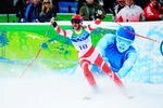 WHISTLER, BC - FEBRUARY 15:  Didier Defago of Switzerland reacts after competing in the Alpine skiing Men's Downhill at Whistler Creekside during the Vancouver 2010 Winter Olympics on February 15, 2010 in Whistler, Canada.  (Photo by Clive Mason/Getty Images)