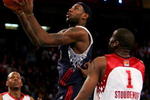LAS VEGAS - FEBRUARY 18:  LeBron James  #23 of the Eastern Conference shoots over the defense of Amare Stoudemire #1 and Ray Allen  #31 of the Western Conference during the 2007 NBA All-Star Game on February 18, 2007 at Thomas & Mack Center in Las Vegas, Nevada.  NOTE TO USER: User expressly acknowledges and agrees that, by downloading and or using this photograph, user is consenting to the term and conditions of the Getty Images License Agreement.  (Photo by Jed Jacobsohn/Getty Images)
