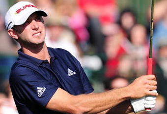 PEBBLE BEACH, CA - FEBRUARY 14:  Dustin Johnson tees off on the 17th hole during the final round of the AT&T Pebble Beach National Pro-Am at Pebble Beach Golf Links on February 14, 2010 in Pebble Beach, California.  (Photo by Stuart Franklin/Getty Images)
