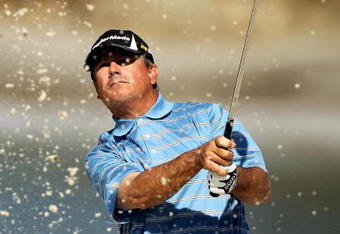 PEBBLE BEACH, CA - FEBRUARY 14:  Paul Goydos hits out of the bunker on the sixth hole during the final round of the AT&T Pebble Beach National Pro-Am at Pebble Beach Golf Links on February 14, 2010 in Pebble Beach, California.  (Photo by Ezra Shaw/Getty Images)