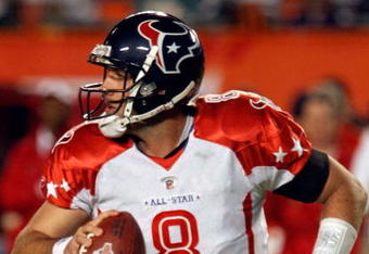 MIAMI GARDENS, FL - JANUARY 31:  Matt Schaub of the Houston Texans rolls out during the 2010 AFC-NFC Pro Bowl at Sun Life Stadium on January 31, 2010 in Miami Gardens, Florida.  (Photo by Scott Halleran/Getty Images)